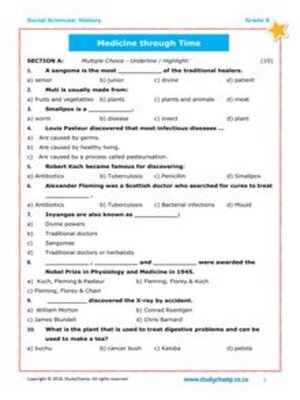 cover image of Grade 6 History Test: Medicine Through Time